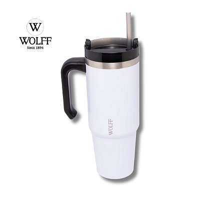 Caneca térmica e canudo Branca 890ml - WOLFF