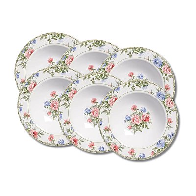 Jogo 6 Pratos Fundos 25cm Romântica - Alleanza