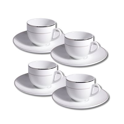 Jogo 4 Xícaras De Café Majesty Silver - L'Hermitage