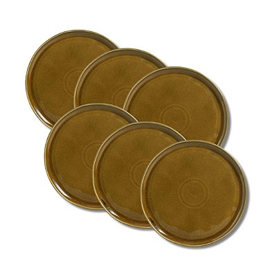Jogo 6 Pratos Rasos 29cm Bio Âmbar - Porto Brasil