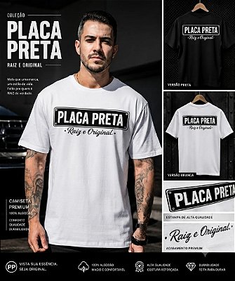 T-SHIRT PLACA PRETA RAIZ (ESCUTA O CARLIN)