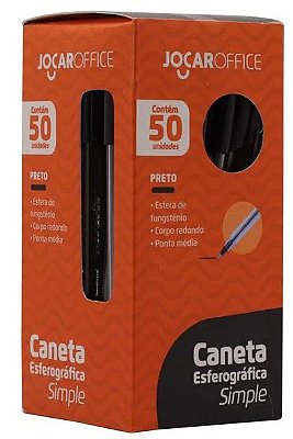 Caneta Esfereográfica Simple Media Preta Jocar Office