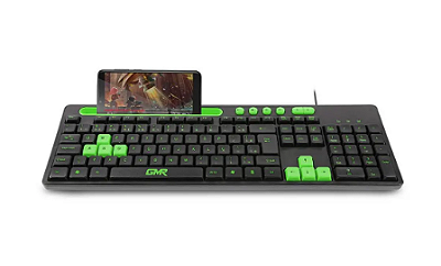 Teclado GK120 Preto/Verde com Suporte de Smartphone