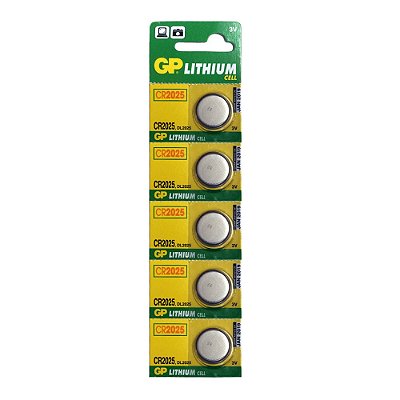 Bateria de Lithium GP Lithium CR2025 3V Cartela 5 Unidades