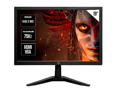 Monitor LED Tronos 19 polegadas 75hz, HDMI, VGA Preto