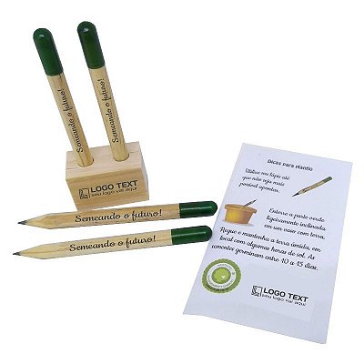 Kit lápis semente com porta lápis