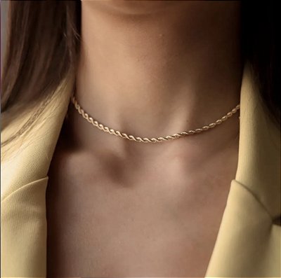 CHOKER CORDÃO BAIANO NO BANHO OURO18K