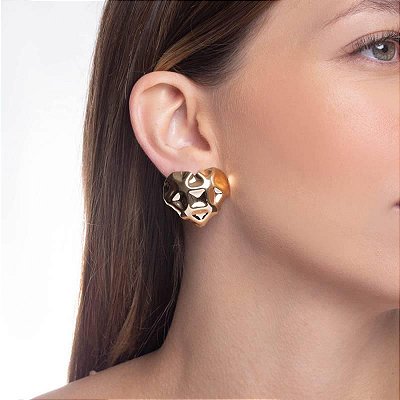 CONJUNTO CORAÇÃO ORGÂNICO NO BANHO OURO18K