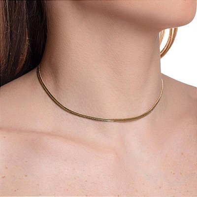 CHOKER FITA NO BANHO OURO18K