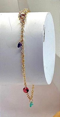 PULSEIRA COM ZIRCÔNIAS COLORIDAS NO BANHO OURO18K