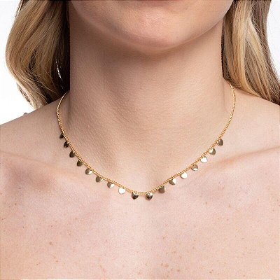 CHOKER MINI CORAÇÕES NO BANHO OURO18K