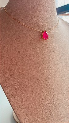 Colar gota Fusion pink no banho ouro18k