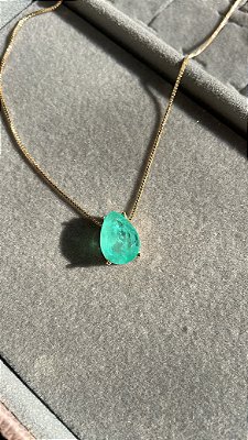 Colar gota Esmeralda Colombiana Fusion no banho ouro18k