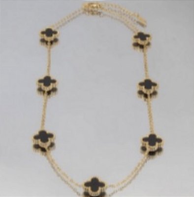 Choker sete trevos pretos no banho ouro18k com Ultra Ion