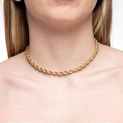 Choker cordão baiano no banho ouro18k 5mm
