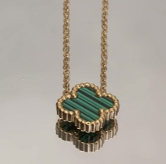 Choker trevo verde inspiração joalheria VC no banho ouro18k