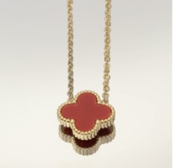 Choker trevo vermelho cereja inspiração joalheria no banho ouro18k
