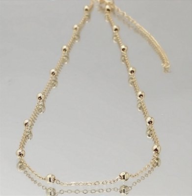 Colar longo bolinhas no banho ouro18k