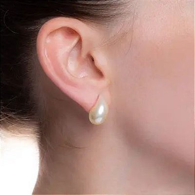 Brinco gota pérola inspiração joalheria Botega no banho ouro18k
