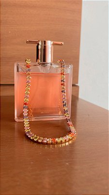 Choker riviera zircônias gotas color no banho ouro18k