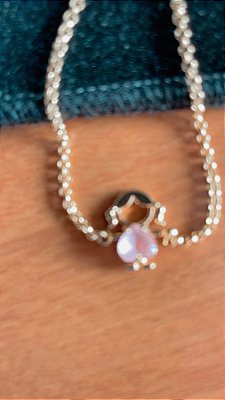 Pulseira 1 menina cristal rosa no banho ouro18k