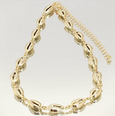 Choker conchas no banho ouro18k