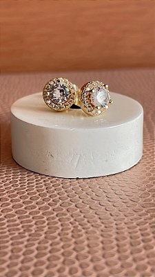 Brinco ponto de luz com micro cravação zirconias cristal no banho ouro18k