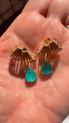 Brinco aros cravejados com micro zirconias cristal no banho ouro18k