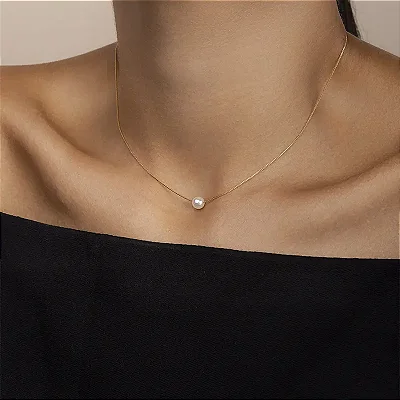 Choker  mini pérola única no banho ouro18k
