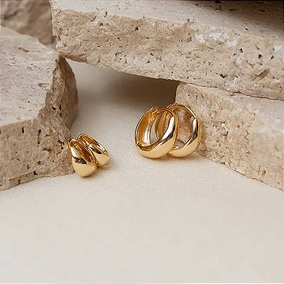 Brinco duo de argolinhas no banho ouro18k