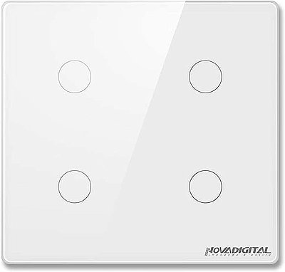 Instalação + Interruptor 4 Botões Branco Touch Wi-fi Rf 433mhz Premium Padrão 4x4 4 BOTÔES BRANCO
