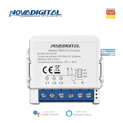 Modulo Relé Wifi Mini 1 Canal 2 Canais e 3 Canais Tuya Google Alexa Mini Interruptor Inteligente Smart Life