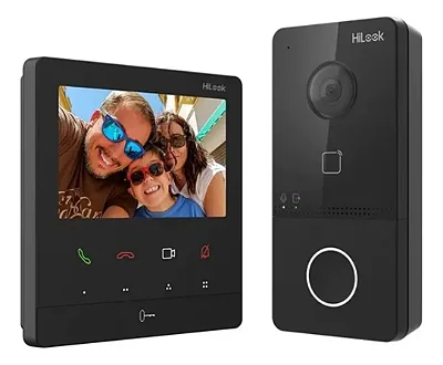 Kit Instalação + Vídeo Porteiro Hilook Vi-k46 Ip65 Full Hd 2mp Cor Preto