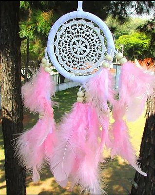 Filtro dos Sonhos 15cm – Proteção, Harmonia e Boas Energias Rosa