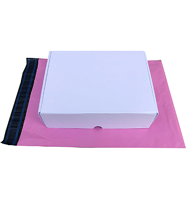 Kit 10 Caixas de Papelão 23x17x6 + 10 Envelopes 26x36 Rosa Lilás