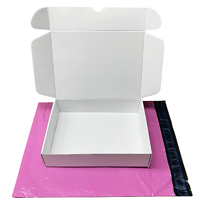 Kit 10 Caixas de Papelão 26x19x6 + 10 Envelopes de Segurança 32x40 (Rosa Lilás)