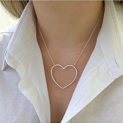Colar Coração Vazado em Prata 925 – Amor em Forma de Joia