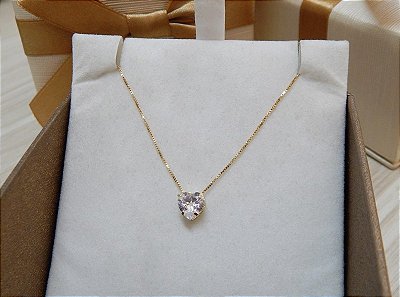 Colar Coração Ponto de Luz – Semijoia Banhada a Ouro 18k