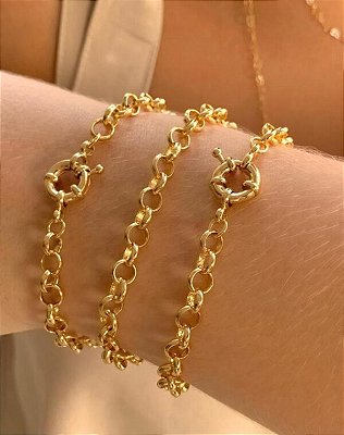 Pulseira Elo Cartier com Fecho Boia – Banho Ouro 18k