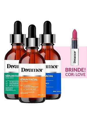 KIT 3 Seruns Vitamina C + Hialuronico + Acido Glicolico + BRINDE