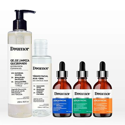 9 - Sabonete Demaquilante / Tônico Facial / Ácido Hialurônico / Ácido Glicólico / Vitamina C