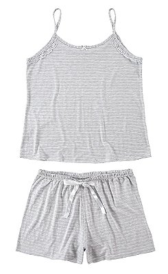 Pijama Short Doll Alça Mescla Viscose - Malwee Liberta