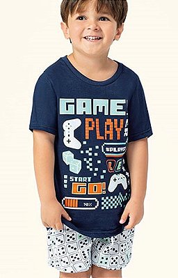 Pijama Manga Curta Infantil E Juvenil Game - Lua Encantada