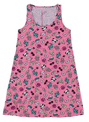 Camisola Regata Panda Cactos Rosa Algodão - Malwee Liberta