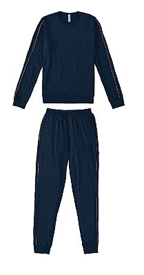 Pijama Feminino Marinho com detalhe Rosa - Malwee