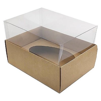 Caixa de Acetato para Ovo de Colher 350g KIT362 Kraft (16x11,5x10 cm) (5un) Caixa para Ovo de Páscoa 350g