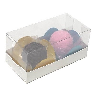Caixa de Acetato TRP-317 (9x4.5x4 cm) (25un) Caixa 2 Docinhos, Embalagens de Plástico Acetato e Papel