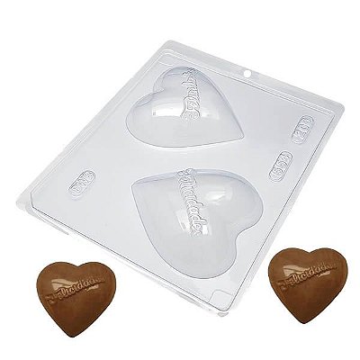 Forma para Chocolate Coração Felicidades 200g Forma Simples Ref. 554 BWB 5unids