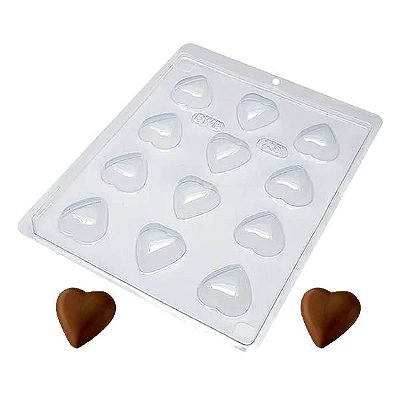 Forma para Chocolate Bombom Coração Liso 12g Forma Simples Ref. 25 BWB 5unids