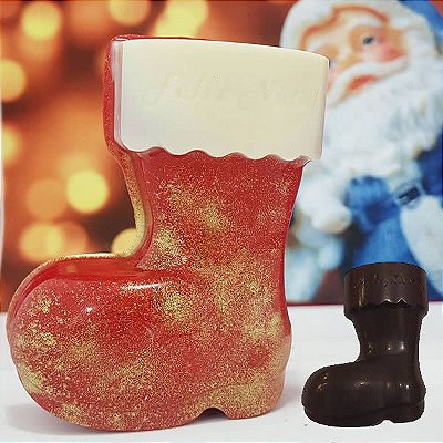 Forma para Chocolate com Silicone Bota Feliz Natal 70g Ref. 128 BWB 1unid